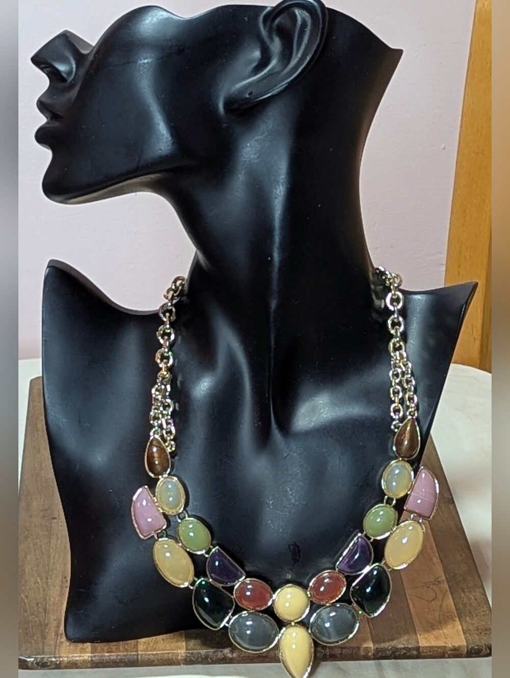 LOFT Geometric Multi-Jewel Tone Stone Collar Statement Necklace + FREE GIFT